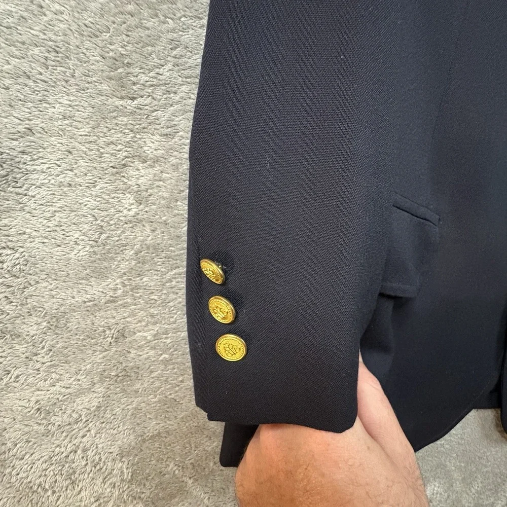 VTG Brooks Brothers Men's 40S (~43S) Navy Brooksease Wool Gold Button Blazer USA
